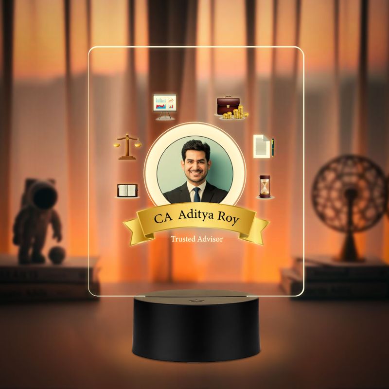 Personalized CA Chartered Accountant LED Table Lamp with Warm White Light & USB Powered Gift for CA Aspirants, Student Gift for Company CA Birthday Gift for CA (CA Gift for Men)